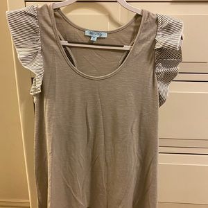 She + Sky Gray Flutter Sleeve Tank Top